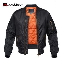 Mens Jackets MAGCOMSEN Thick Warm Orange Lining Bomber Fall Winter Casual Windproof Coats 231031