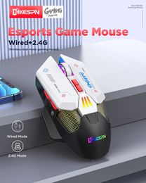 Mice Wireless 2.4G dual mode 10000DPI macro RGB game mouse 450mAh programmable key rechargeable game mouse charging RGB light 231101