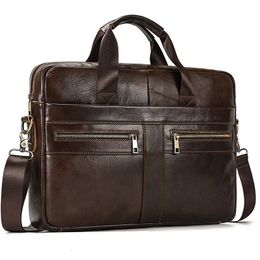 Briefcases Briefcase Bag Men's Genuine Leather briefcase Male man laptop bag natural Leather for men Messenger bags men's briefcases 231101