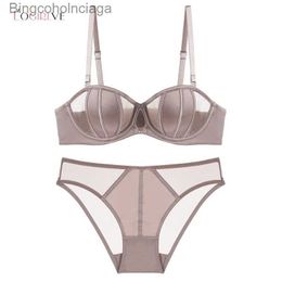 Sexy Set Logirlve Solid Colour Smooth surface Brassiere Push Up Comfortable 3/4 Cup Bra Set Sexy Women Lingerie Brand Thin Underwear SetL231101
