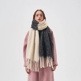 Scarves Colorblock Woman Imitation Cashmere Scarf Big Size Women Shawl Winter 231101