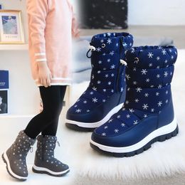 Boots Children's Snow Girls Winter High Top Snowflake Soft Sole Cotton Plush Thick Insulated