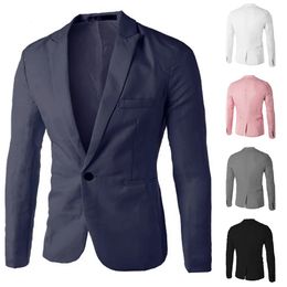 Mens Suits Blazers Men Formal Suit Jackets Business Uniform Work Blazer Tops Solid Regular Slim Fit White Wedding For Jacket 231031