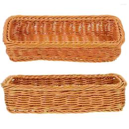 Dinnerware Sets 2pcs Woven Basket Multifunction Desktop Cutlery Storage Spice Jar