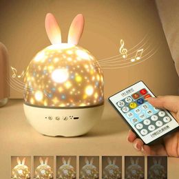 Night Lights Galaxy Projector Starry Sky Night Light Bluetooth Remote Control Lamp Rotate LED Projection Colourful Flashing Star Kid Baby Gift P230331