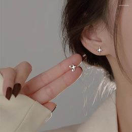 Stud Earrings Korean Fashion Asymmetry Bright Star Ear Women Men Mini Sterling Stainless Steel Shiny Piercing For Girls Jewelry