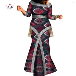 Ethnic Clothing 2023 Long African Dresses For Women Fashion Design Dashiki Female Bazin Riche Wax Dress Traditional Plus Size Outfits WY7639