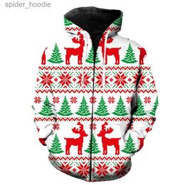 Men's Hoodies Sweatshirts Christmas Style Zipper Hoodie Oversized Fashion Harajuku Unisex 3D Print Teens Funny Spring Casual Tops Men's Clothing Cool Tees L231101