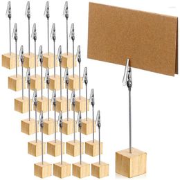 Frames 24 Pcs Rustic Wooden Table Number Holders Place Holder Stand Memo Clips And Kraft Cards Wood Picture Stands