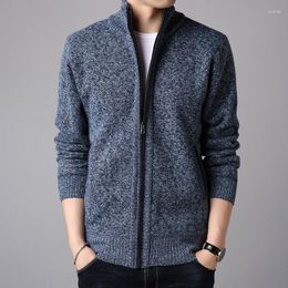 Men's Sweaters Thickening Solid Cardigan Sweater Men 2023 Autumn Winter Teenagers Slim Man Knitting Coat