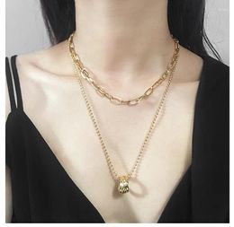 Pendants Titanium With 18K Gold Layered Chains Necklace Women Stainless Steel Jewelry Japan Korea Fashion Designer T Show Party Runway