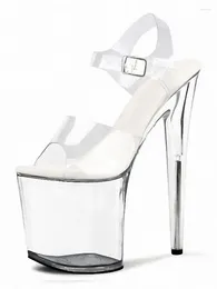 Sandals Catwalk Elegant Peep Toe Nightclub 20cm Pole Dance Rransparent Crystal Thin Heels Women's Exotic Stripper Dress