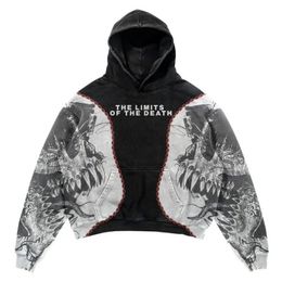 Men's Hoodies Sweatshirts Hoodie Punk Style Gothic Skull Print Retro Fashion Loose Fit Trend Pullover Y2k Crop Top Sweatshirt