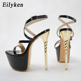 top Sexy Golden Strappy Platform Pumps Women Ultra High Stiletto Heels Peep Toe Party Bride Pole Dancing Shoes 230306