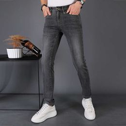 Jeans Casual Dark Grey Men's 2022 Summer Thin Slim Fit Pants High End Fashion Brand