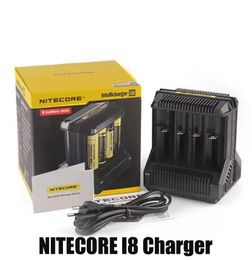 Original Nitecore I8 Charger Digicharger Intelligent 8 Slots Fast Charge for IMR 16340 18650 14500 18500 26650 18350 26500 Universal Li-ion Battery US UK EU Plug