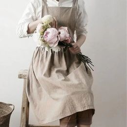 Aprons Nordic Simple Florist Apron Cotton Linen Gardening Coffee Shops Kitchen For Cooking Baking Restaurant 231031