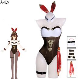 Ani 2023 New Genshin Impact Amber Bodysuit Swimsuit Unifrom Bunny Girl Outfits Costumes Cosplay cosplay