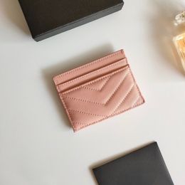Porta carte di design Porta carte di credito Portafoglio donna Borsa trapuntata Mini borsa Portafoglio rosa Pochette con clip in pelle di caviale