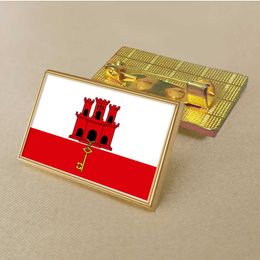 Party Gibraltar Flag National Flag Pin 2.5*1.5cm Zinc Alloy Die-cast Pvc Colour Coated Gold Rectangular Medallion Badge Without Added Resin