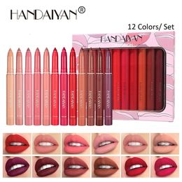 Lip Pencils HANDAIYAN 12PCS Matte Lip Liner Gift Set Waterproof Lipstic Velvet Tint Nude Lipliner Lipstick Pencil Red Brown Cosmetics Makeup 231031