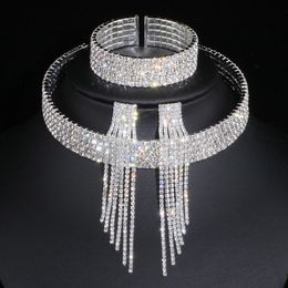 Wedding Jewelry Sets 2023 Classic Elegant Tassel Crystal Bridal African Necklace Earrings Bracelet WX081 231101