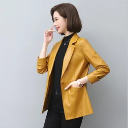 Women's Leather S-4XL Suit Women Jacket Coat 2023 Autumn Lady Jackets Fashion Outerwear