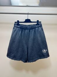 Men's Shorts Classic washed vintage double letter embroidered casual oversized shorts