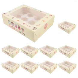 Take Out Containers 10pcs Small Cake Packaging Boxes Cupcake Candies Pastries Paper Pastry