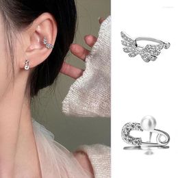 Backs Earrings Dainty Wing Paperclip Y2k Ear Clip Cuff Earring For Women 1PC Non Piercing Orbital Daith Earing Fashion Body Jewelry