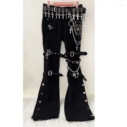 Women's Pants Gothic Clothes Y2k Fashion Vintage Cross Trousers Skull Harajuku Cobwebs