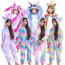 Pajamas kids winter stich pajamas children panda dinosaur sleepwear unicorn kigurumi onesies for boys girls blanket sleeper baby costume 231031