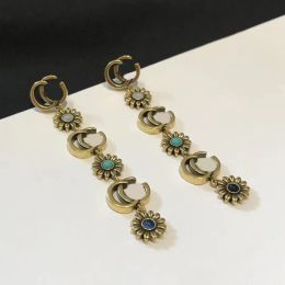 Luksusowy projektant list Dangle żyrandol kolczyki damskie bronzer vintage długie kolczyki wisiorek używany do imprezowej biżuterii na prezent urodzinowy