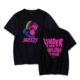 Breezy Under The Influence Tour 2023 Chris Brown Merch T Shirt Donna Uomo Estate Girocollo Manica corta Divertente Tshirt Graphic Tees