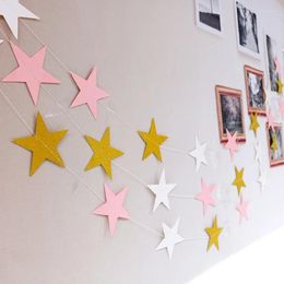 Party Decoration 2pcs 1set Paper Star Banner Garlands 4M Birthday String Chain Ornaments Curtain Wedding Room Decor Supplies