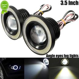 New 2Pcs 3.5 Inch 12V Car COB 1200LM 30W Light LED Fog Lamp DRL White Angel Eye Driving Signal Bulbs Daytime Running Light Part