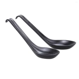 Spoons 6 Pcs Black Soup Plastic Cutlery Mala Tang Melamine Tableware Chopsticks