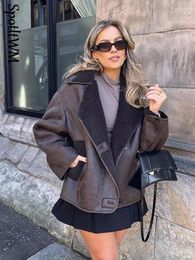 Women's Trench Coats Women Double-sided Lapel Jacket Loose Long Sleeve Single-breasted Lamb Wool Thick Coat 2023 Winter Fashion Female Warm