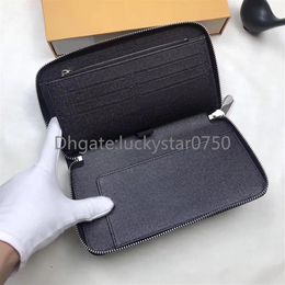 Portafoglio da viaggio standard classico da uomo intero più nuovo, borsa lunga in pelle di moda, borsa con cerniera, tasca portamonete, scomparto per banconote 308c