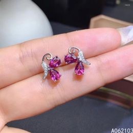 Stud Earrings KJJEAXCMY 925 Sterling Silver Inlaid Natural Pyrope Garnet Women Trendy Butterfly Gem Ear Support Detectio