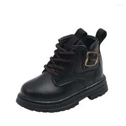 Boots CUZULLAA Spring Autumn Children Boys Fashion Ankle High Shoes Kids Girls Elegant Lace-Up Work Size 21-30