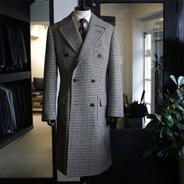 Men s Jackets Houndstooth Only Long Blazer Suits Set Slim Fit Handsome Groom Tuxedo for Wedding Prom Dinner Formal Coat 231101