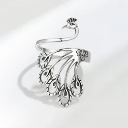 Cluster Rings Fashion S925 Sterling Silver Peacock Ring High Quality Jewellery For Mens Women YR0006