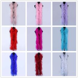 6ply Thick Boa Fluffy Ostrich Feather Ribbon 2 Meters Long for Wedding Party Skirt Sewing Plume Decorative Tops