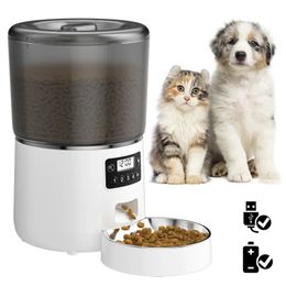 Cat Bowls Feeders Automatic Pet Feeder Food Dispenser AntiBlock Slow Large Capacity Cats Timing Auto For 231031