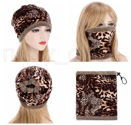 Leopard Doublesided Neck Wrap Caps Winter Thickened Warm Neck Wrap Hat Cycling Face Mask Party Hats Supplies RRA37783429114