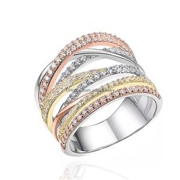 Band Rings Band Rings Jewellery Rhodium Plated Cubic Zirconia Eternity Cocktail Ring Amkcb Drop Delivery Dhi6A