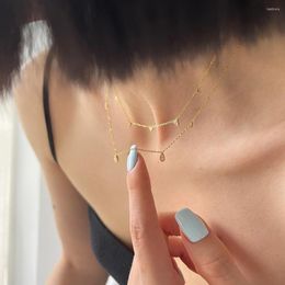 Choker Korean Style Stacking Chain Gold Color Women Dainty Necklace Waterdrop Geometry Zircon Clavicle Neck Jewelry Gifts KAN323