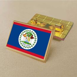 Party Belize Flag Pin 2.5*1.5cm Zinc Alloy Die-cast Pvc Colour Coated Gold Rectangular Medallion Badge with No Added Resin