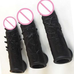 Sex Toy Massager 3 Types Black Penis Enlargement Sleeve Male Scrotum Stretcher Delay Ejaculation for Men Enlarger